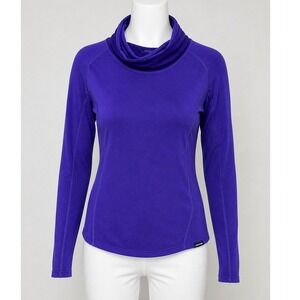Lands End Womens Base Layer Purple Merino Wool Blend Cowl Neck L‎